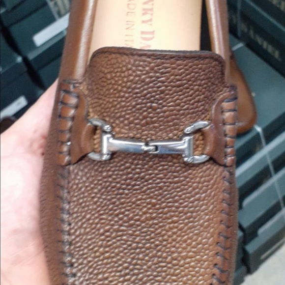 Brown cognac all leather stingray print slip on moccasin. Top quality handmade